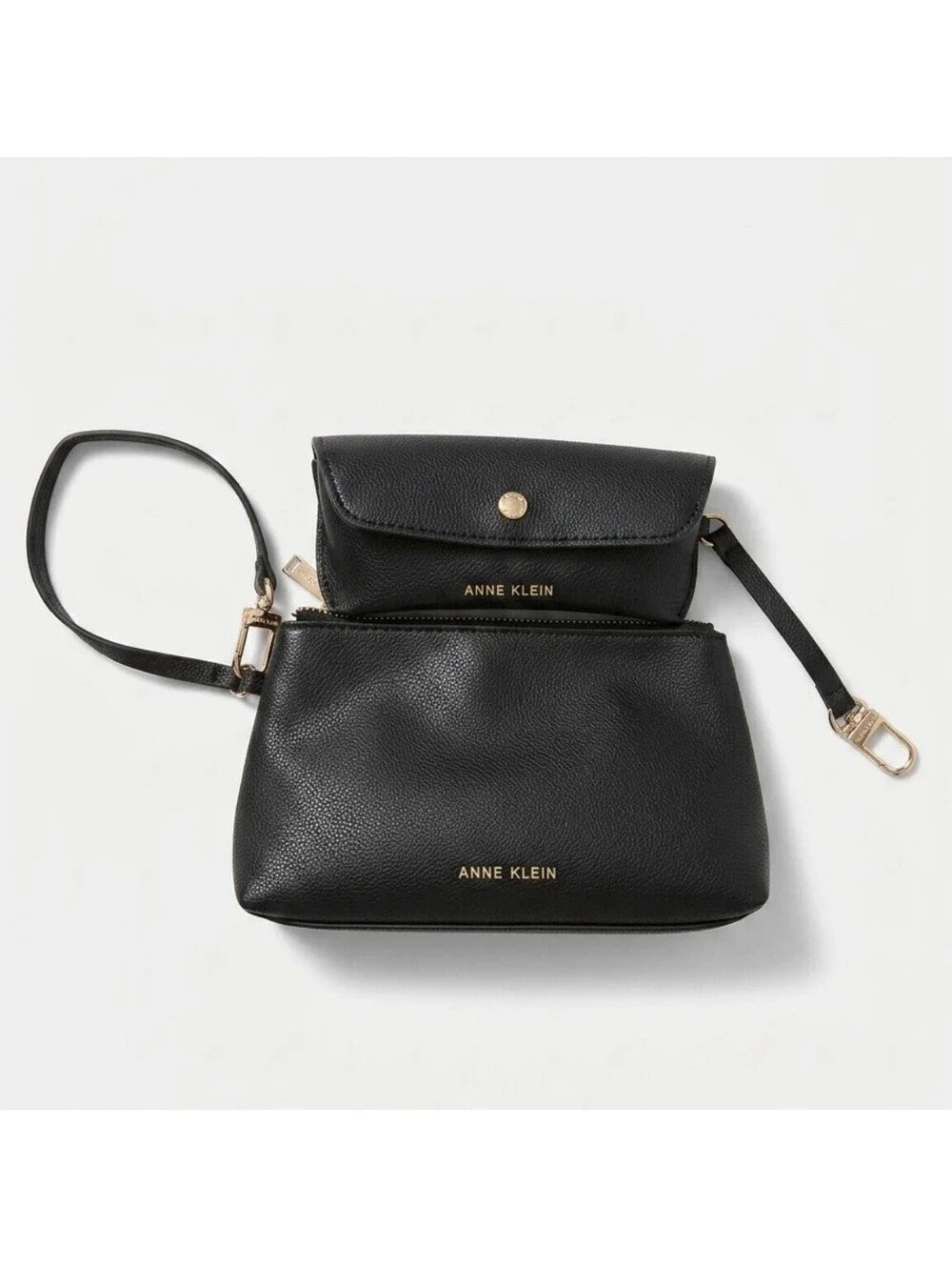 Anne Klein Black Wristlet and Glasses Case Set